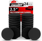 Ezprotekt 2.5" Felt Furniture Movers Sliders for Hardwood Floors, 24 Pcs Reusable Round Felt Furniture Moving Pads for Sofa Desk Couch Cabinet, Furniture Glides Easily and Quickly (Black)