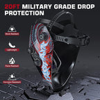 ARCCAPTAIN 3.94"X3.66" Large Viewing Screen Welding Helmet True Color Auto Darkening Solar Powered 4 Arc Sensor Welding Hood, Wide Shade 4-5/5-9/9-13 for ARC TIG MIG Welding Mask(Bloodshed Design)