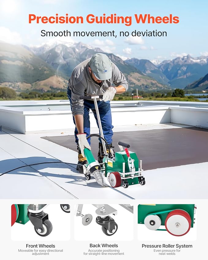 VEVOR Roofing Hot Air Welder, 3400W 220V High Power Plastic PVC TPO Welding Machine - 1.57in Welding Width, 0.04-0.08 in Thickness, 68 ℉-1202 ℉ Heat Roofing Welding Tool, for Waterproofing Advertising