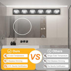 Ralbay 5 Color Temperature Black Bathroom Vanity Lights Fixtures Dimmable 40.4inch Acrylic Modern Matte Black Vanity Light for Bathroom 6 Lights