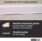 Iron Forge Cable Weatherproof White Outdoor Extension Cord 15 ft - 14/3 SJTW Heavy Duty White Extension Cord 3 Prong - 15 Amp Exterior Power Cable