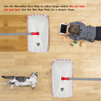 Masthome Extra Large Microfiber Mop for Floor Cleaning, 16“ Flat Mop with 5 Pad for Wet & Dry Use, Dust Mop for Hardwood Laminate Tile Ceramic, 1 Cleaning Scraper Included-Red