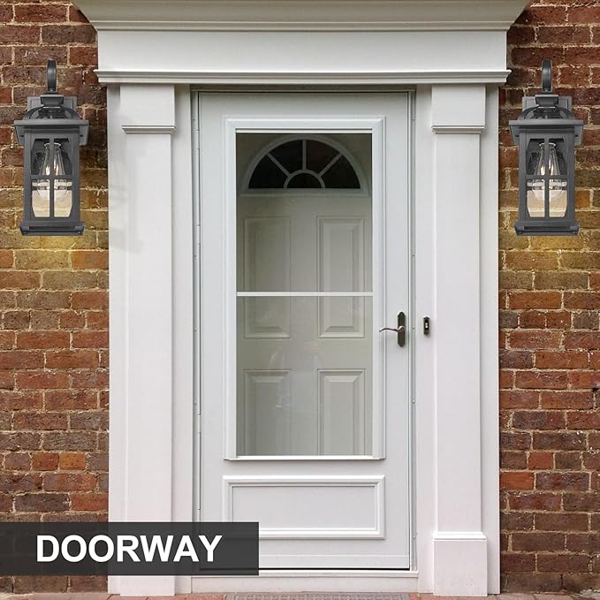 Darkaway Outdoor Wall Lights, Exterior Light Fixture with Seeded Glass, Aluminum Anti-Rust Exterior Lights Sconces Lighting for House Porch Yard Hallway Doorway Garage