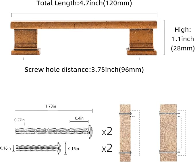 COTYKILEY 10 Pack 3.75Inch(96mm) Antique Brass Kitchen Cabinet Handles Cabinet Pulls Vintage Drawer Pulls Aged Gold Bronze Kitchen Cabinet Hardware