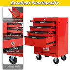 5-Drawer Steel Rolling Tool Cart with Wheels & Handle, Heavy-Duty Tool Chest Storage Cabinet for Garage and Workshop