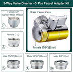 Kitchen Faucet Sink Sprayer Attachment Set,3 Modes Sink Sprayer Replacement Head with Stainless Steel Hose,Faucet Aerator and Brass Diverter Valve (5 pcs Adapter) for Washing Fruit,Dishes and Hair1