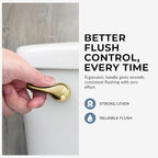 Qualihome Gold Toilet Handle - Front Mount Polished Brass Toilet Flush Handle Lever Replacement - Universal Fit - Durable Design - Easy Installation - Ideal for Most Front Mount Toilets