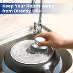 5Pcs Steel Wool Scrubber with Handle - Stainless Steel Scouring Pads Set for Cast Iron, Pans, Grill, Sink Cleaning(1 Scrubber+4 Pads)