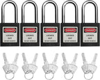 SAFBY Lockout Tagout Locks, Safety Padlock, Keyed Differently Loto Safety Padlocks for Lock Out Tag Out Kits Station (Black NO.1-10)