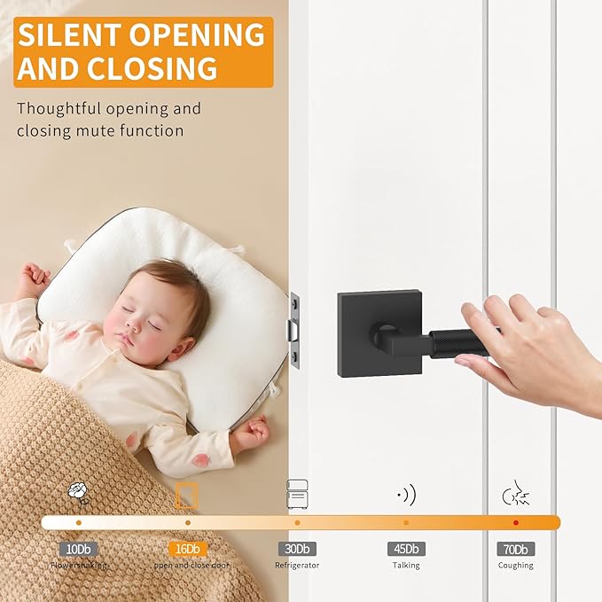 Amerdeco 3 Pack Privacy Door Handles, Matte Black Interior, Knurled Lever, Heavy Duty for Bedroom and Bathroom, Reversible Keyless for Right & Left Side AM0021