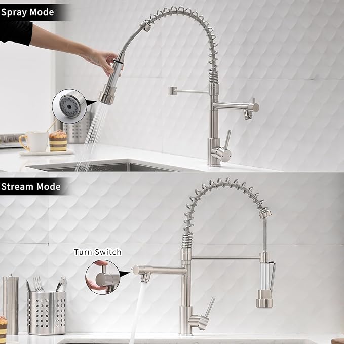 AIMADI Kitchen Faucet with Pull Down Sprayer,Commercial Stainless Steel Pull Down Sprayer Kitchen Faucet Single Hole Single Handle RV Laundry Outdoor Kitchen Sink Faucets