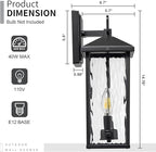 Darkaway Outdoor Wall Lights, Exterior Lighting Fixtures Wall Mount Porch Lights Waterproof Outdoor Sconce with Water Ripple Glass E12 Socket for House Patio Hallway Garage