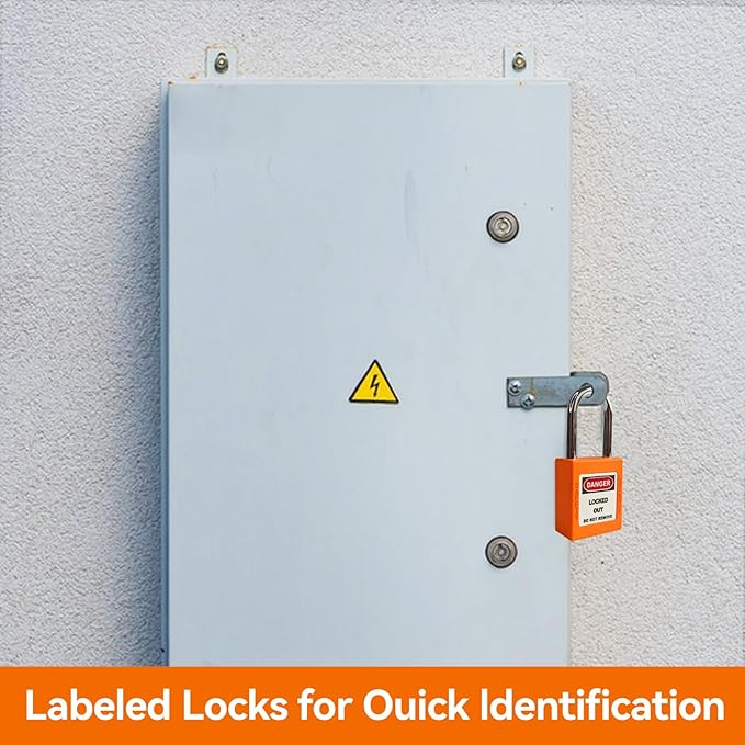 Lockout Tagout Locks Set - 10pcs Orange OSHA Compliant, Safety Padlocks for Electrical Lockout Tag Out Kits, Keyed Different