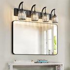 6-Light Crystal Vanity Light, Black Modern Wall Sconce with K9 Crystal Shades, 51.18" Long Over Mirror Lighting for Bathroom, Makeup, Hallway, Elegant & Easy Install