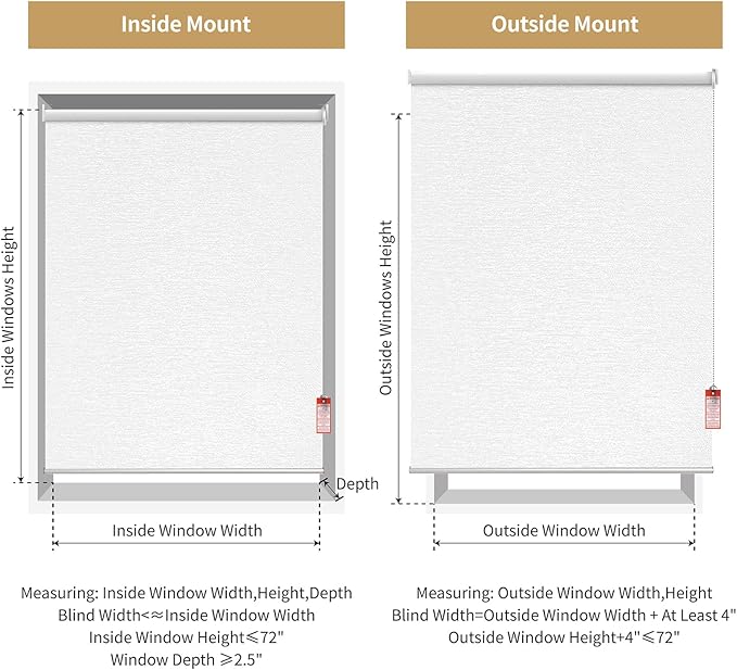 ALLBRIGHT 100% Blackout Roller Blinds Woven Shades with Striped Jacquard, Cordless Window Shades, UV Protection Fabric, Easy-Install for Indoor Home & Office, White Old, 51" W x 72" H
