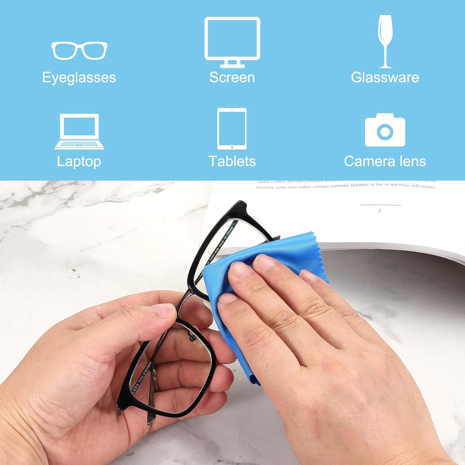 PATIKIL Eyeglass Microfiber Cleaning Cloth 5.5"x5.5", 100 Pack Glasses Cleaning Cloth Soft Wipe Screen Cloth for Camera Lens Eyeglasses Screens, Gray