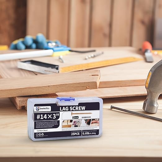 Lag Screws 3 Inch, 25PCS Heavy Duty Construction Screw, Structural Wood Screw #14 x 3, Rust Resistant, Washer Head, Yellow Coated Exterior Wood/Lag Screws, Star Drive with Bit