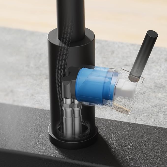 Smart Kitchen Faucet, 3 Modes Pull Down Sprayer, Touch On Sensor Activated, LED Temperature Control, 360-Degree Rotation, 1 or 3 Hole Deck Plate. 10-Year Warranty. (KW-70R, Matt Black)