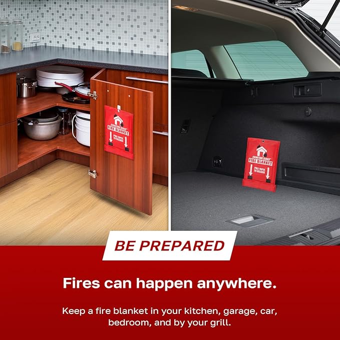 Signature Series Fire Blanket | Flame Suppression Fiberglass Blanket for Home & Kitchen Safety | Ultimate Fire Protection Blankets That Never Expire