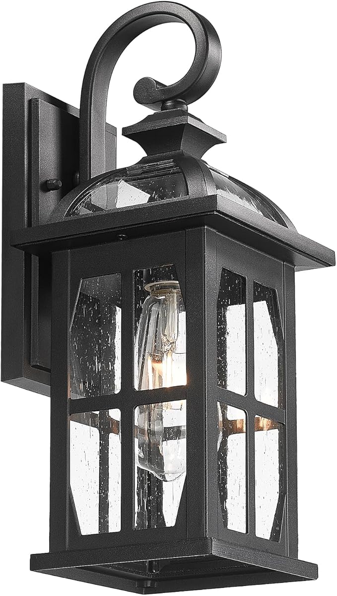 Darkaway Outdoor Wall Lights, Exterior Light Fixture with Seeded Glass, Aluminum Anti-Rust Exterior Lights Sconces Lighting for House Porch Yard Hallway Doorway Garage