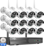 Hiseeu Wireless Pro WiFi Security Camera System, 16CH 4K NVR Kit, Plug-in Powered 12Pcs 5MP CCTV Home Security Camera System for Indoor/Outdoor, Night Vision, Waterproof, Motion Detection, 3TB HDD