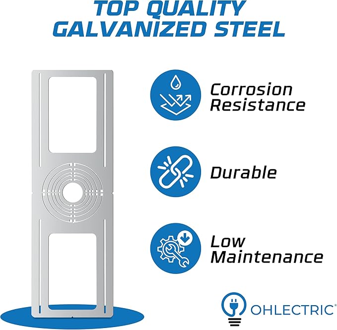 OHLECTRIC 24-Pack New Construction Recessed Light Mounting Plates, Flat Steel Rough-in Brackets - Symmetric Round Holes w/Multiple Cutouts 2” til 6” Adjustable Panel for LED Wafer & Recessed Lighting