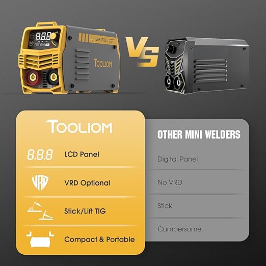 TOOLIOM 135A 110V Mini Stick Welder MMA ARC Welder Machine DC Inverter Welder with Hot Start, Arc Force and Anti-Stick Portable Welding Machine