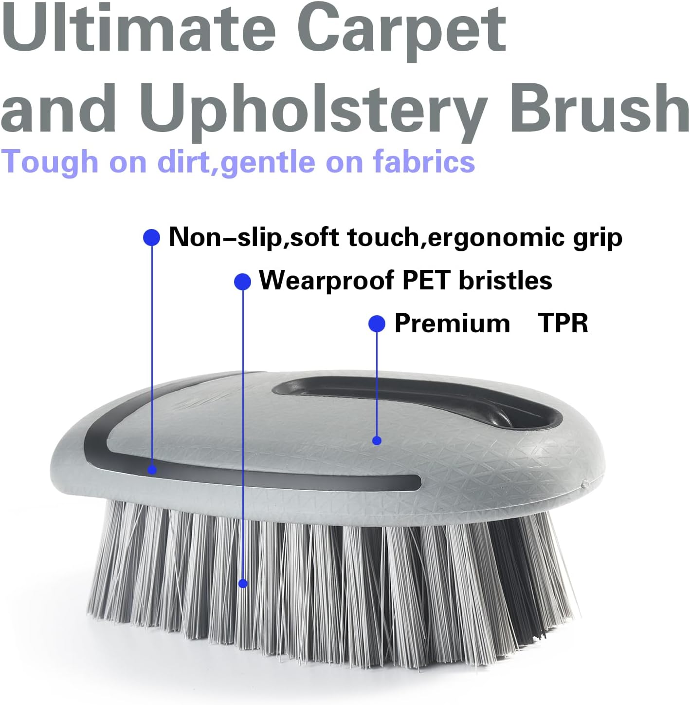 Carpet and Upholstery Cleaning Brush,Carpet Scrubber Stiff Bristle Detailing Scrub Brushes,Interior Leather Brush for Car and Home (Gray)