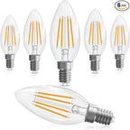 LED Candelabra Light Bulbs 40 watt Equivalent, Dimmable E12 LED Bulb, 2700K Soft White B10 Candle Bulb, Chandelier Light Bulbs, 90+CRI, 400LM, Cear Glass, 6 Pack