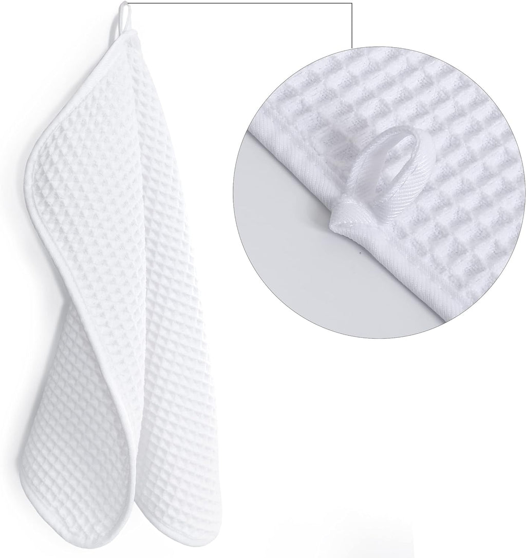 POLYTE Microfiber Lint Free Washcloth Face Towel, 13 x 13 in, 4 Pack (Waffle Weave)