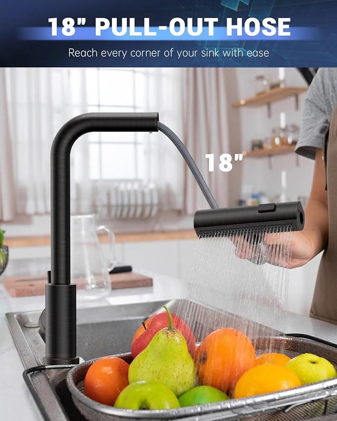 APPASO Touchless Kitchen Faucet with Pull Down Sprayer Oil Rubbed Bronze, Waterfall Touchless Motion Sensor Hands-Free, Single Handle SUS304 Stainless Steel Smart Faucet for Sink