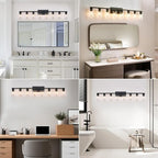 8 Light Bathroom Vanity Light, Matte Black Bathroom Vanity Lights Over Mirror with Sturdy Clear Glass Shade, 8 Lights Count Large Bath Light Fixtures for Mirror, Bedroom, Living Room, Wall Sconce
