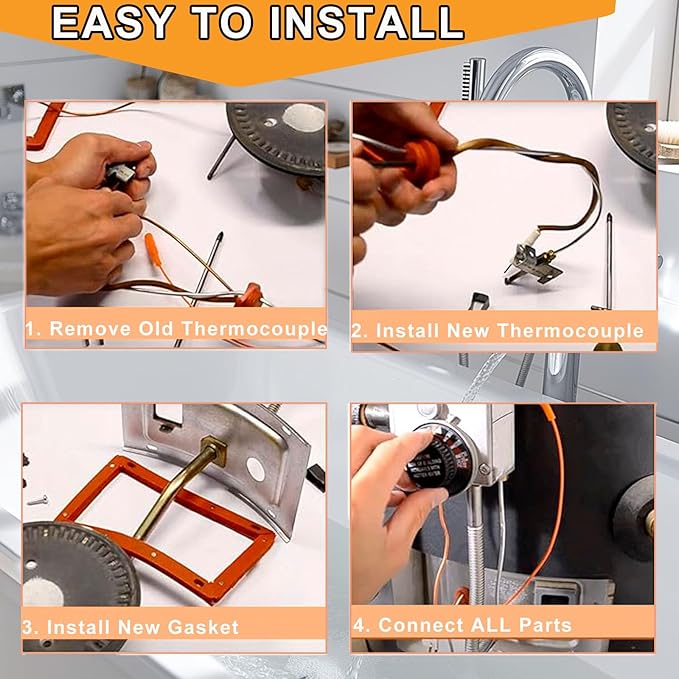 Upgraded SP20075 SP20305A Pilot and Igniter Assembly Kit Compatible with Richmond Water Heater Pilot Assembly, for PROTECH, GE, Rheem Natural Gas Water Heater Parts, Includes Burner Door Gasket