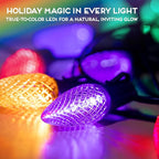 HLO Lighting Set of 500 C9 LED Christmas Lights | Multi-Colored (R, G, B, Y, P) C9 LED Light | Faceted Bulbs for Indoor & Outdoor Use | Christmas Outdoor Décoration