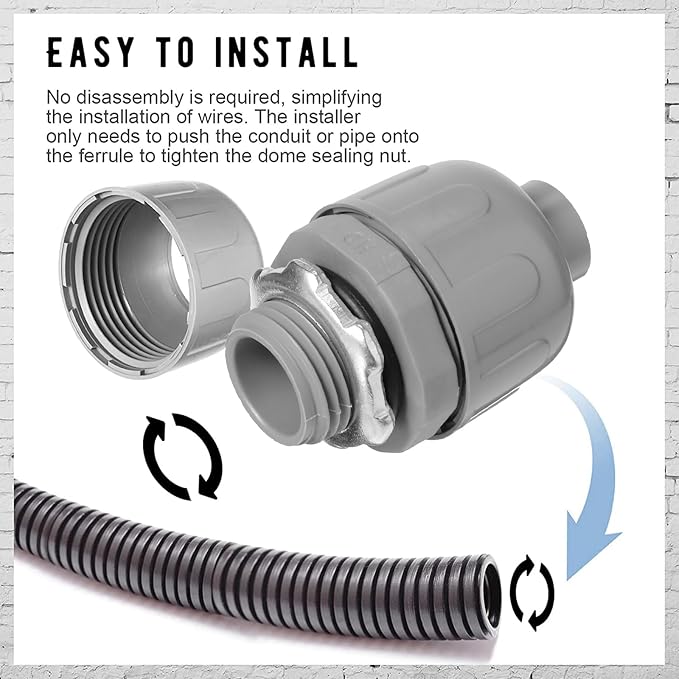 1/2 Inch Liquid Tight Connector PVC Electrical Conduit Fittings Straight 180 Degree Flexible Conduit Connector for Home Kitchen Bathroom Tube Tool Supplies (30 Pcs)