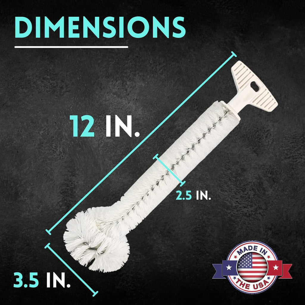 Universal Garbage Disposal Cleaner and Deodorizer, 12" Long Sink & Drain Brush Cleaner for Eliminating Residues & Odor, Sturdy T-Grip Handle, USA Made Sink Disposal Cleaning Brush by FryOilSaver Co.