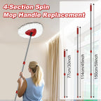 4 Section Spin Mop Replacement Handle for O Cedar Mop Handle for Ocedar Spin Mop Handles to Floor Clean Adjustable 30" to 58" Length Mop Stick Pole Handle, American Screw Joint (Mop Head Not Included)