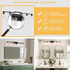 6-Light Vanity Lights,Large Vanity Light for Bathroom Black Vanitii Lights with Clear Glass Shade,Bathroom Light Fixtures Over Mirror