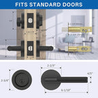 Amerdeco Front Door Lock Set with Double Cylinder Deadbolt, Black Exterior Entry Door Lever, Heavy Duty Entry Door Locksets for Left or Right Hand Exterior Door（Black 2 Pack）