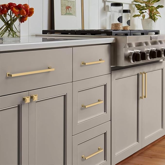 10 Pack Champagne Bronze Cabinet Knobs Kitchen Cabinet Pulls Champagne Hardware for Cabinets Cupboard Drawer