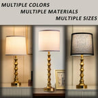 Set of 2 Gold Table Lamps, 30.5" Electroplated Gold Bamboo Base with White Linen Shade, Tall Buffet Lamps for Dining Room, Living Room, Bedroom Decor