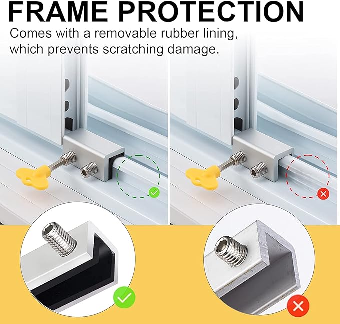 Window Locks, 8 Sets Sliding Security Window Lock with Key for Vertical & Horizontal Sliding Windows & Sliding Doors, Adjustable Window Locks Security Window Stoppers for Patio Bedroom Home and Office