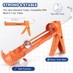 DIYSELF-Caulk-Gun-Drip-Free, Hand Caulking Tool with Smooth Rod, Caulking Gun Fits 10 oz Tube, 10:1 Thrust Ratio Silicone Gun for Bathroom, Kitchen, Windows, Door Frames, Small Repairs (Orange)