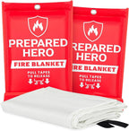 Prepared Hero Emergency Fire Blanket - 2 Pack - Fire Suppression for Kitchen, 40” x 40” Fiberglass Fire Blanket for Home