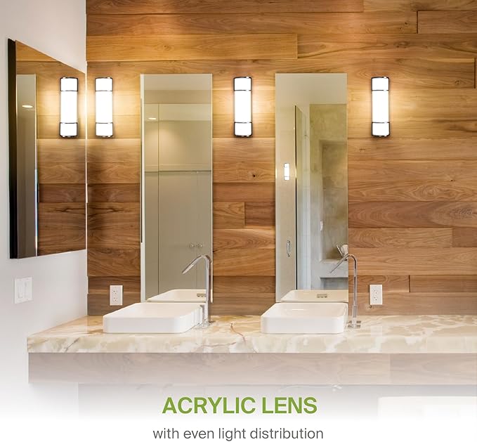 ASD LED 18" Vanity Flush Mount Light Fixture, Linear Bathroom Lighting Bar | 3CCT, Dimmable, Energy Star, ETL Listed | 20W 1650LM 3000-5000K 120V | Long Bath Wall Sconce Over Mirror | Black, 4 Pack