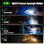 S7 MIG Welder, 200Amp 4 in 1 Gas MIG/Gasless Flux Core MIG/Stick/Lift TIG Multi Process Welding Machine