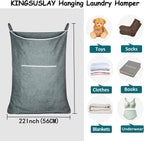 XL Door Laundry Hamper, Hanging Hamper with Large Openging, Hanging Laundry Hamper Storage Bag，Door hampers for Laundry of Home, Dorm, or Travel(Heather Grey, 36x22 Inch)