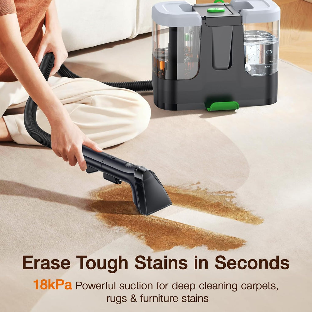 LABIGO Portable Carpet & Upholstery Cleaner, 18Kpa Carpet Cleaner Machine for Deep Stain Removal, Spot Cleaner for Pet Accidents, Area Rugs, Stairs, Car Seats & Couches, Includes Tools & Self-Cleaning