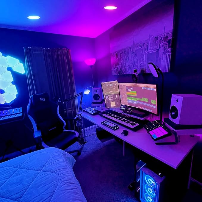 6 Inch Smart Recessed LED Ceiling Soffit Lights, 12W 1080LM RGBCW Canless Recessed Lights Color Changing CCT Dimmable LED Downlight with Junction Box, 6 Pack