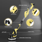 Drywall Sander, 2025 Upgraded 8-Amp Popcorn Ceiling Removal Tool with 7 Variable Speed 800-1800RPM, Drywall Sander with Vacuum Dust Collector with Extendable Handle, LED Light, 12pcs Sanding Discs